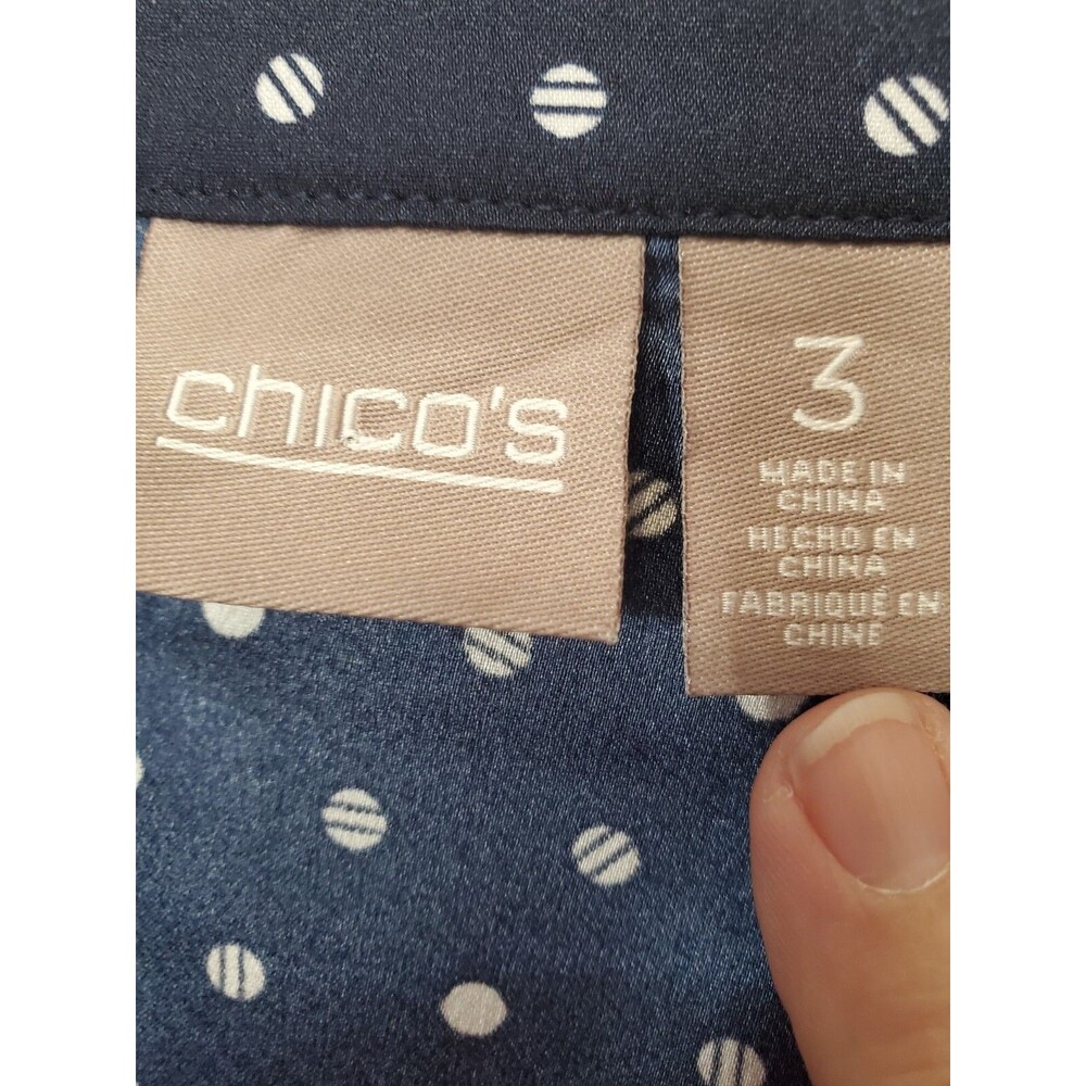 Chico's Blue Dotted Button-Cuff Button-Up Tunic S… - image 4